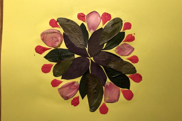 Finished mandala - arrangement on colorful sheet