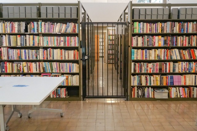 Image of the stacks inside of ONE Archives 