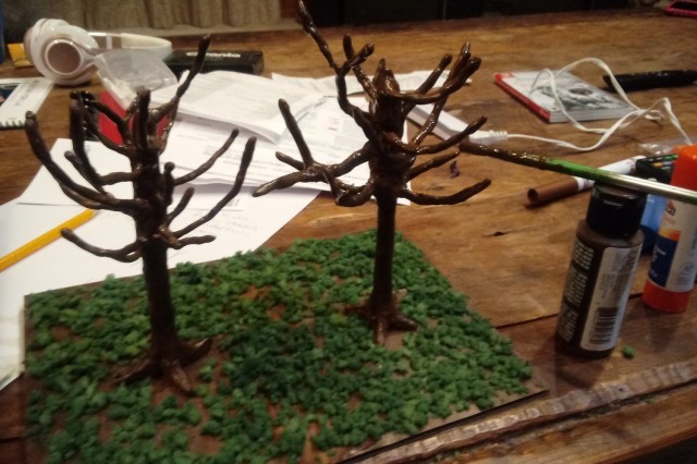 Two clay trees 