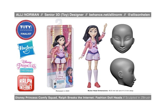 Rendering and design for a Mulan doll 