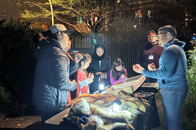 Person displaying bats at night event 