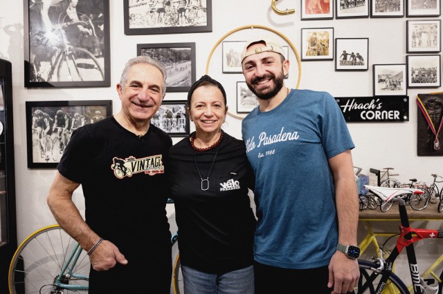 Hrach, Nevrik, and Matthew at the Velo Pasadena Bicycle Museum