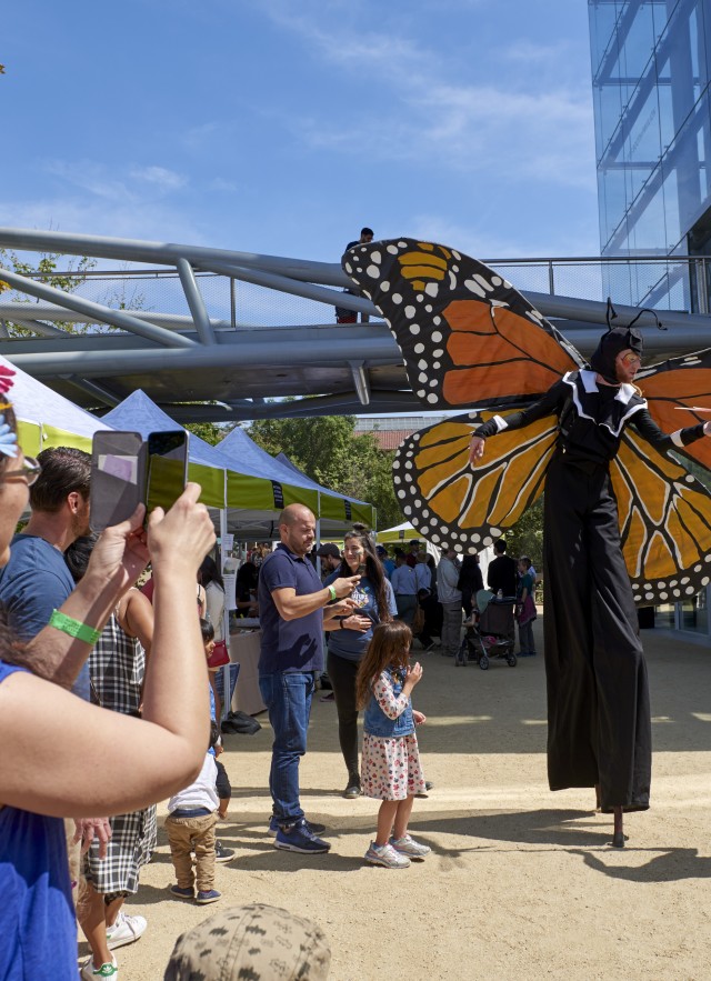 stilt walker at nature fest