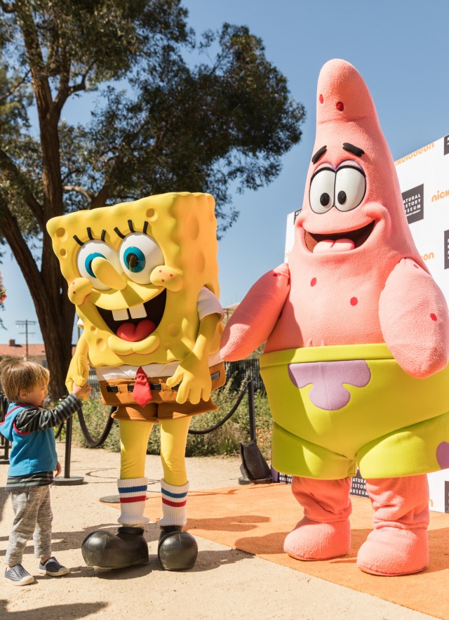 nickelodeon characters spongebob with guests at nature fest NHM