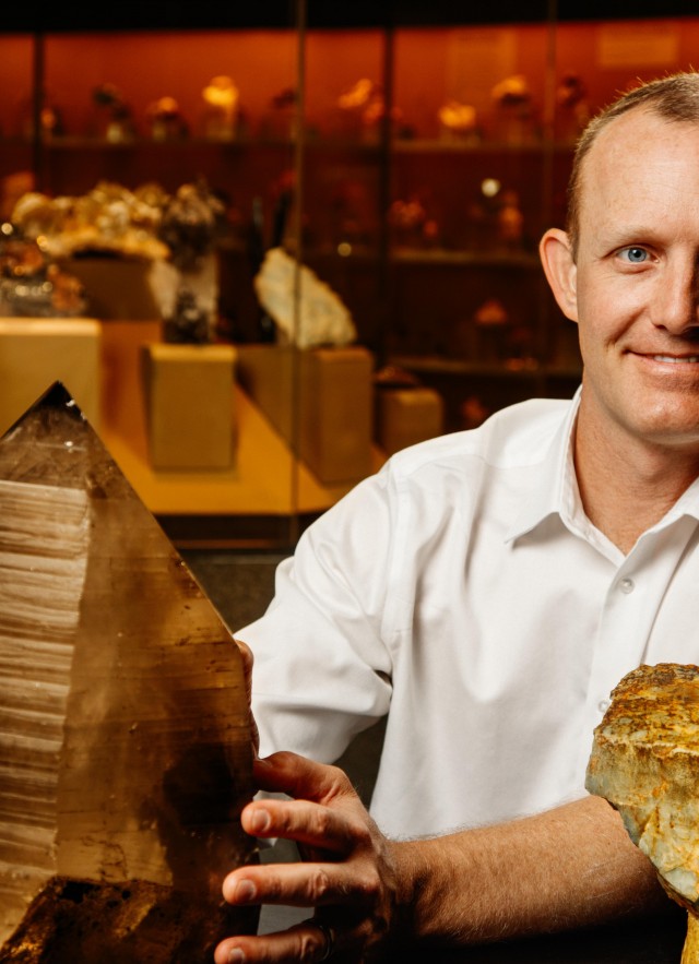 aaron celestian in gem and mineral hall gem and mineral council