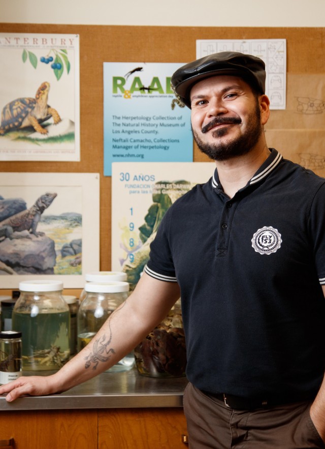 Neftali Camacho inside Herpetology Department 