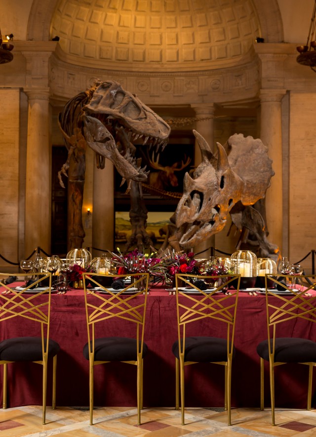 Dinner in front of the Dueling Dinos in the Grand Foyer