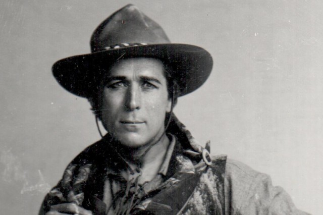Black and white photo of William Hart in western costume
