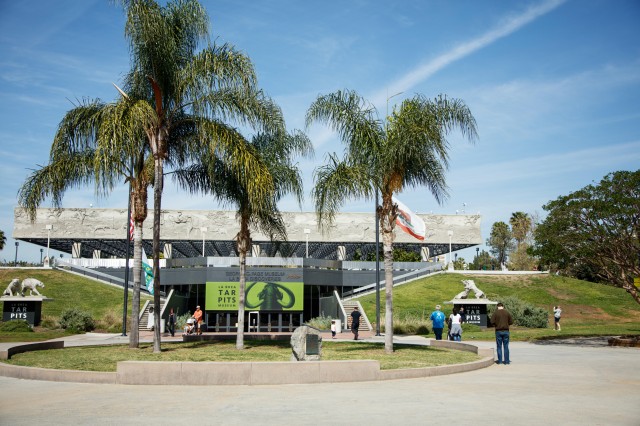 roundabout in front of la brea tar pits museum entrance