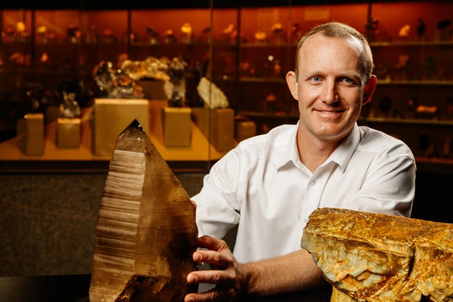 aaron celestian in gem and mineral hall gem and mineral council
