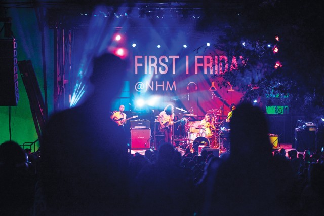 first fridays outdoor stage lights crowd event