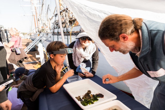 Dean Pentcheff and participants rough sorting at marine field trip event