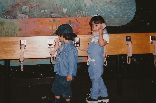 two children at the La Brea Tar Pits museum