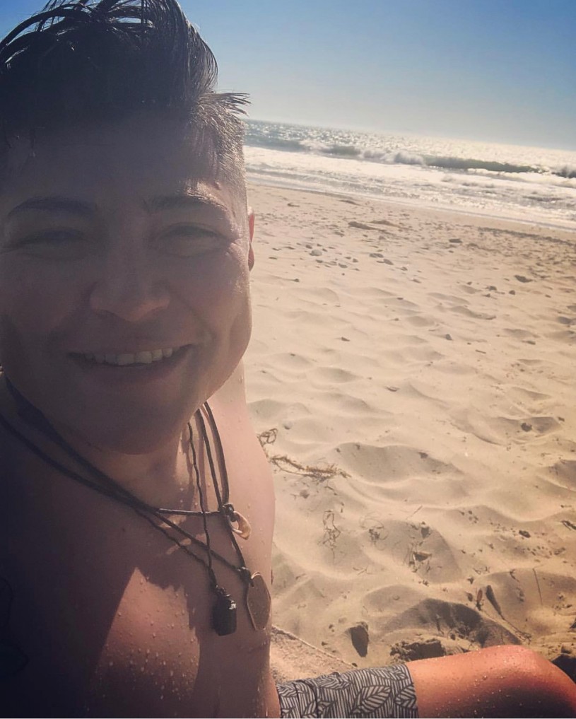 Mari Moreno at the beach