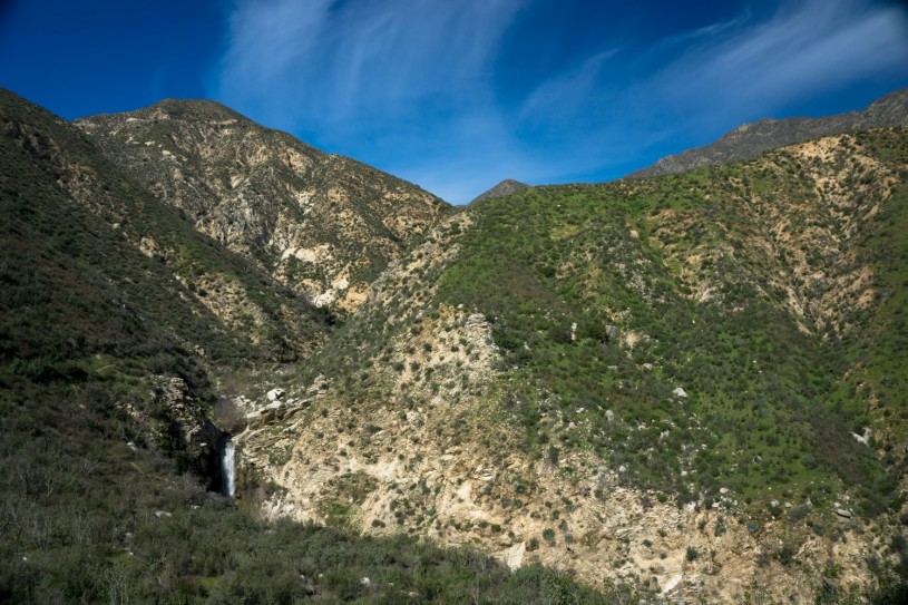 View of waterfall in San Gabriel Mountains