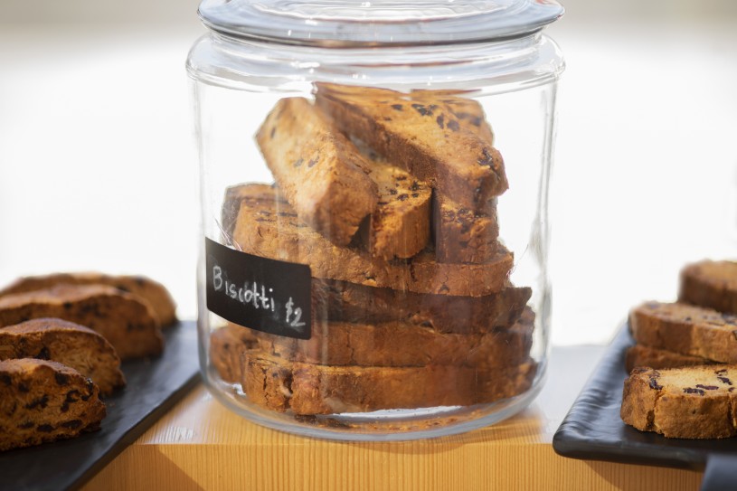 biscotti stacked in jar 