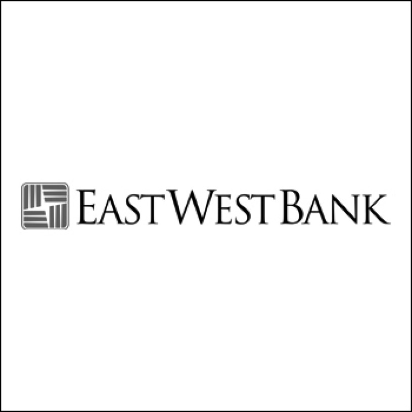East West Bank logo with square symbol on the left and East West Bank in capital letter on the right