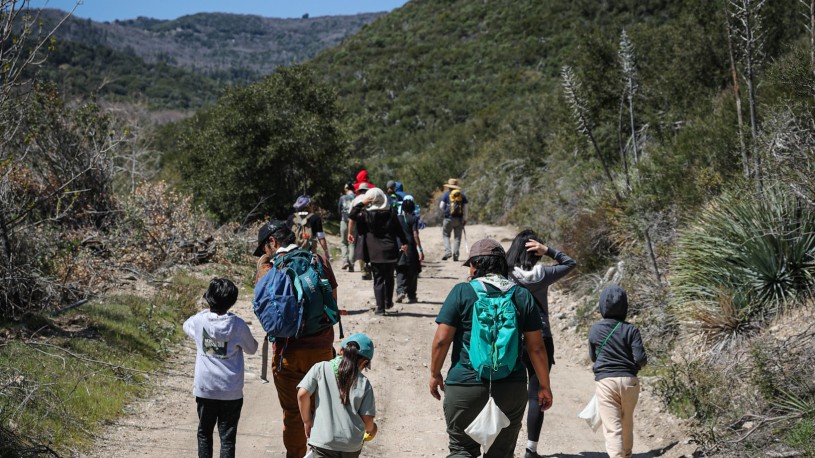 People walking on trail 