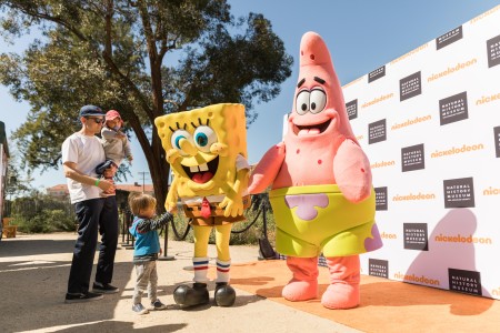 nickelodeon characters spongebob with guests at nature fest NHM