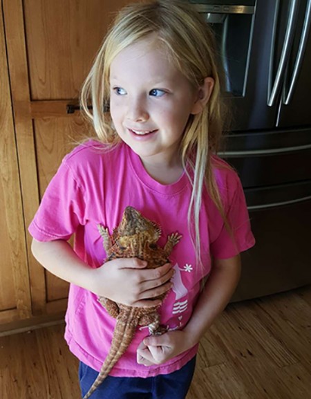 Charlotte with bearded dragon Flamey
